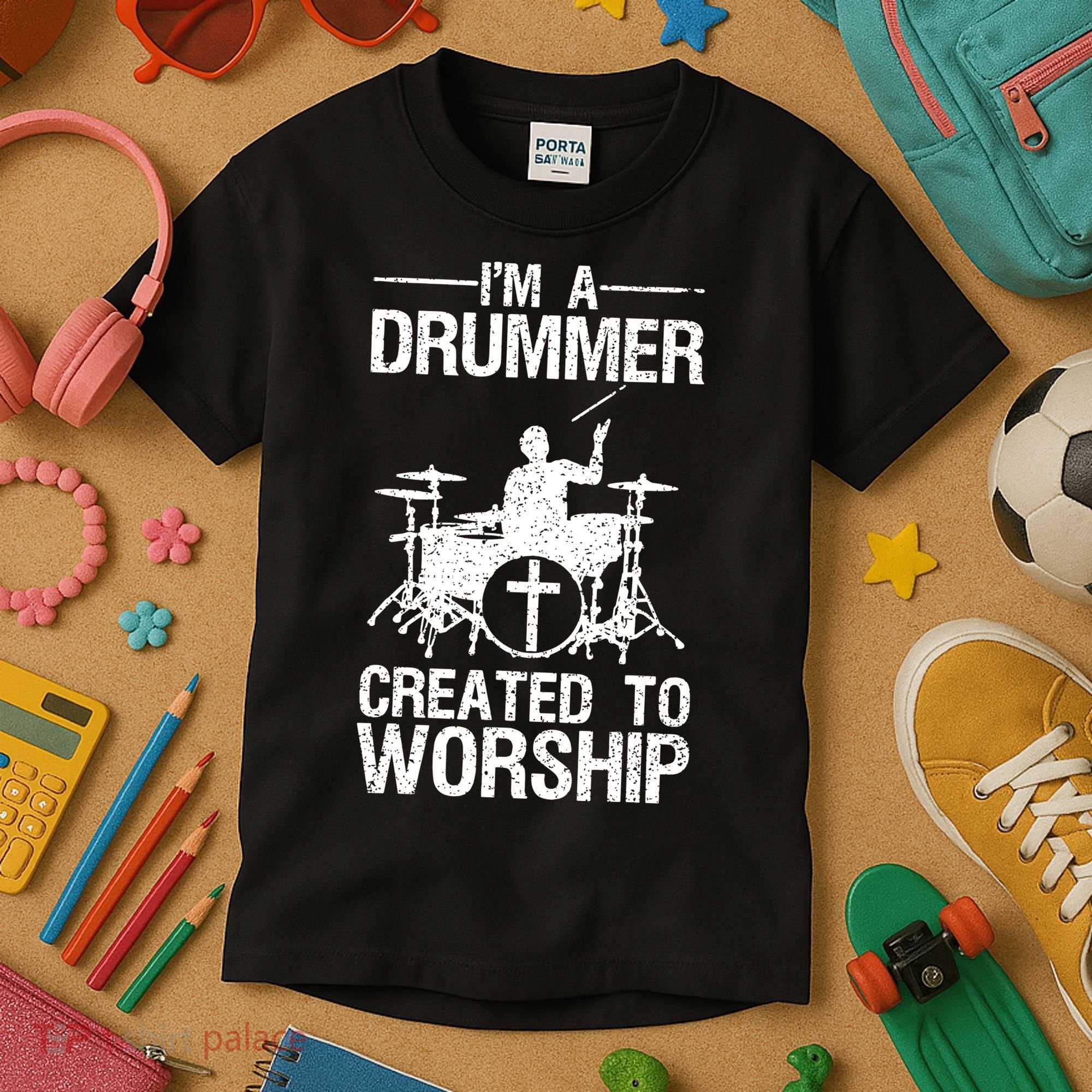 Christian Funny Drummer Player Lover Kids T-Shirt