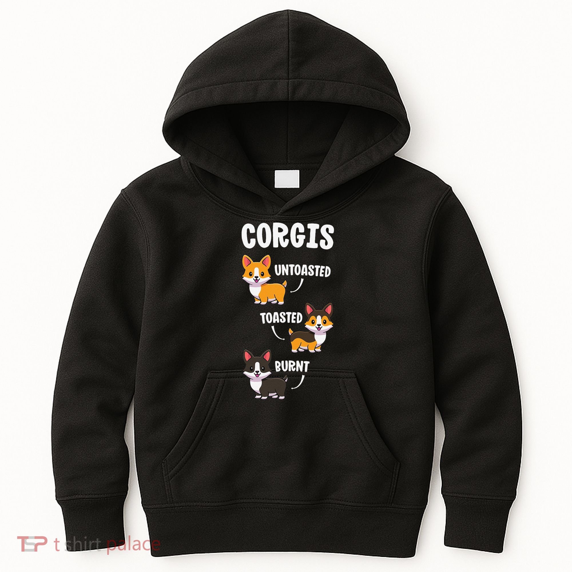 Corgi Funny Dog Lovers Gift Untoasted Toasted Burnt Kids Hoodie