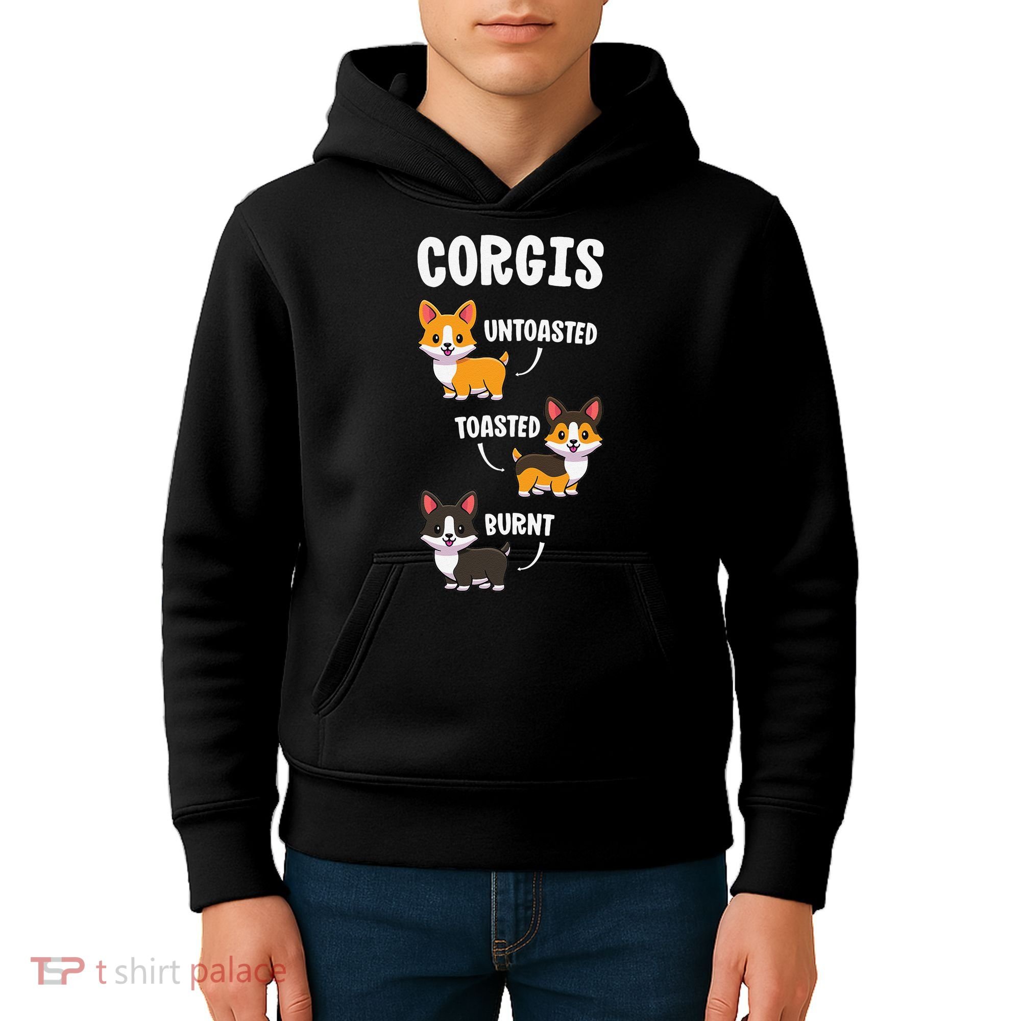 Corgi Funny Dog Lovers Gift Untoasted Toasted Burnt Kids Hoodie