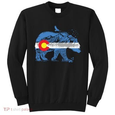 Colorado Flag Design Mountains And Bear Landscape Graphic Sweatshirt