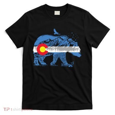 Colorado Flag Design Mountains And Bear Landscape Graphic T-Shirt