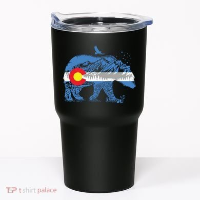 Colorado Flag Design Mountains And Bear Landscape Graphic Tumbler