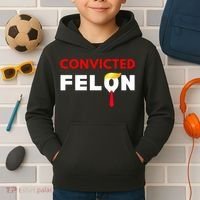 Convicted Felon Donald Trump Guilty Lock Him Up Trump Prison Kids Hoodie thumb 2