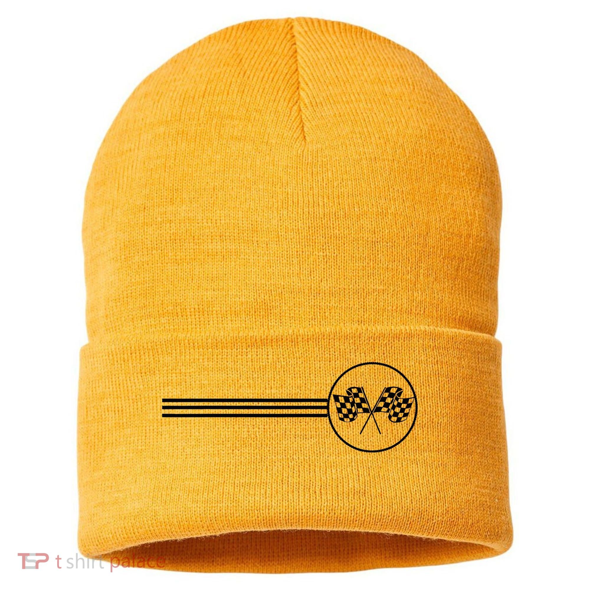 Checker Flag Dirt Track Racing Checkered Flag Racing Rally Sustainable Knit Beanie
