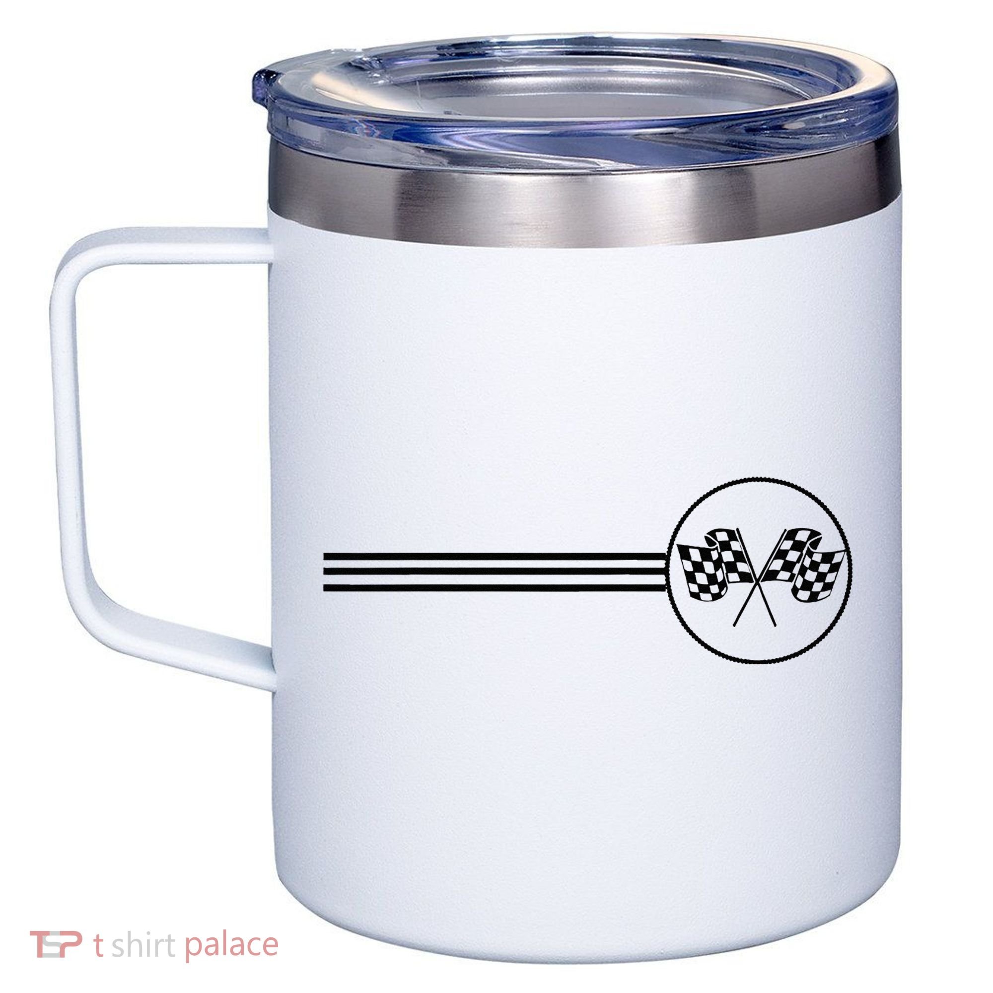 Checker Flag Dirt Track Racing Checkered Flag Racing Rally 12oz Stainless Steel Coffee Mug