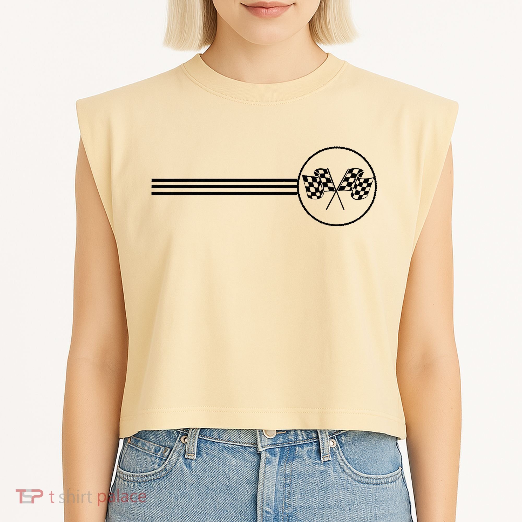 Checker Flag Dirt Track Racing Checkered Flag Racing Rally Garment-Dyed Women's Muscle Tee