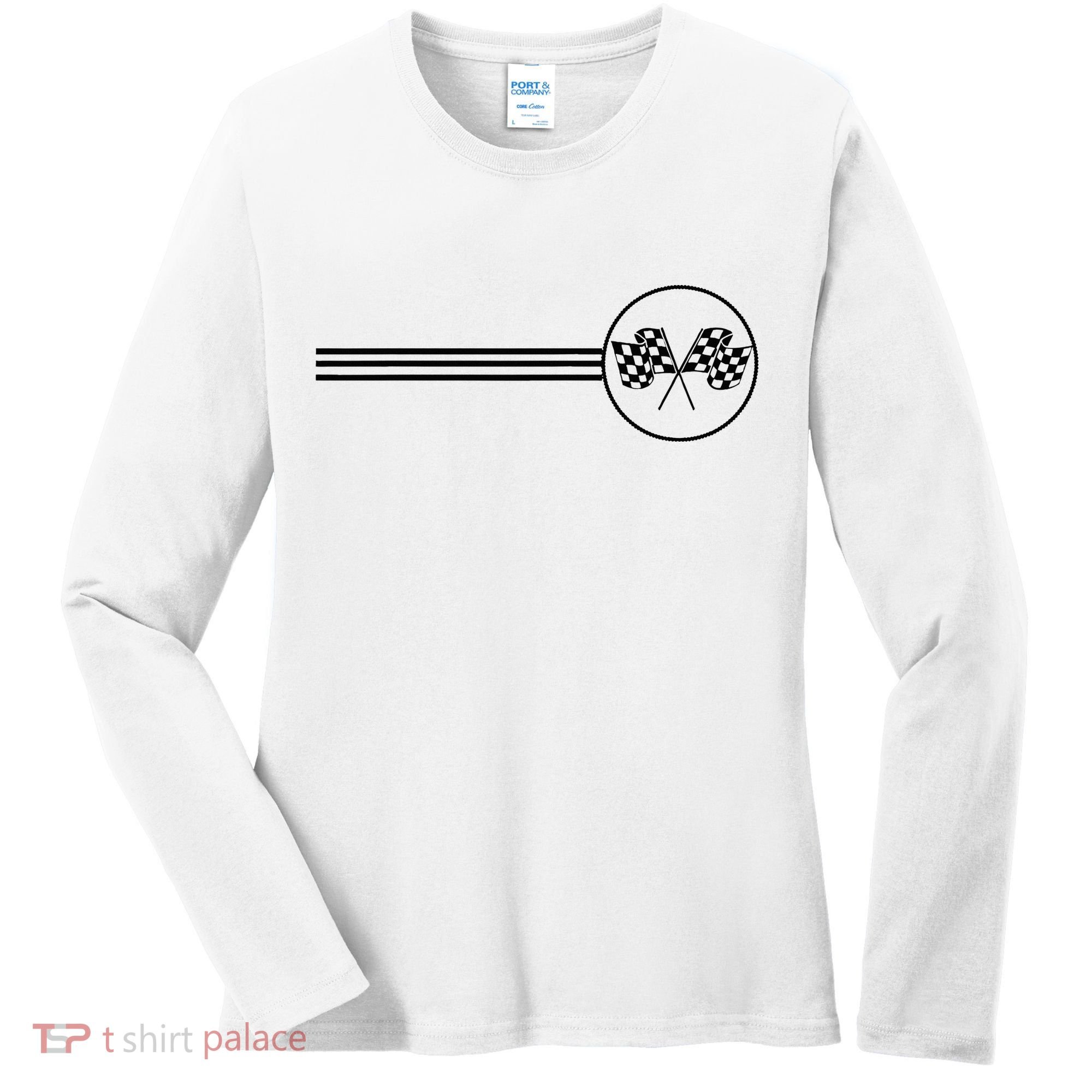 Checker Flag Dirt Track Racing Checkered Flag Racing Rally Women's Long Sleeve Shirt