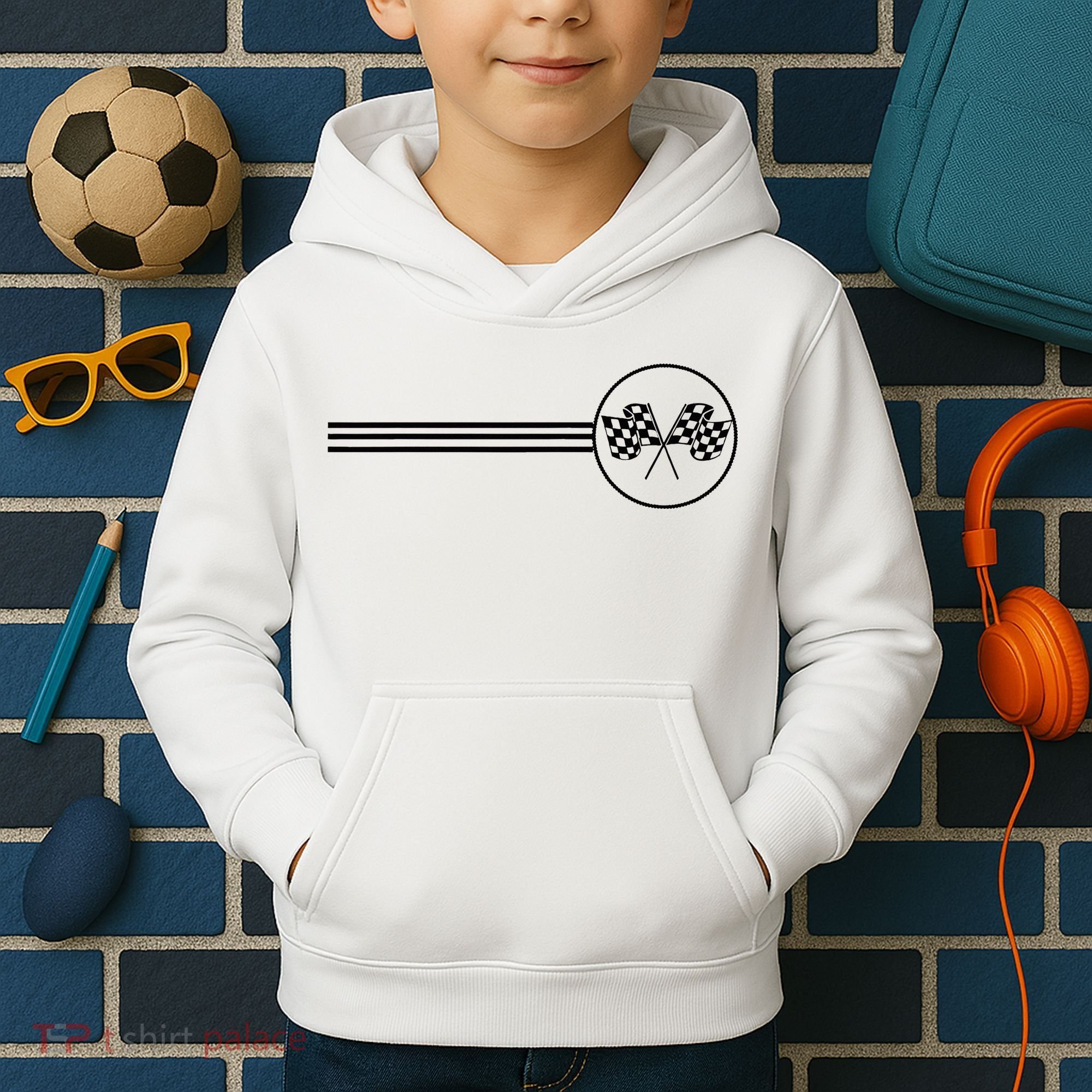 Checker Flag Dirt Track Racing Checkered Flag Racing Rally Kids Hoodie