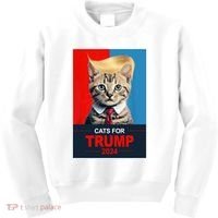 Cats For Donald Trump 2024 Election Kids Sweatshirt thumb 0