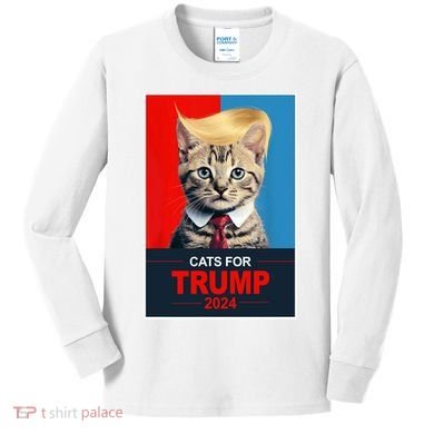 Cats For Donald Trump 2024 Election Kids Long Sleeve Shirt