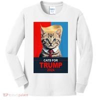 Cats For Donald Trump 2024 Election Kids Long Sleeve Shirt thumb 0