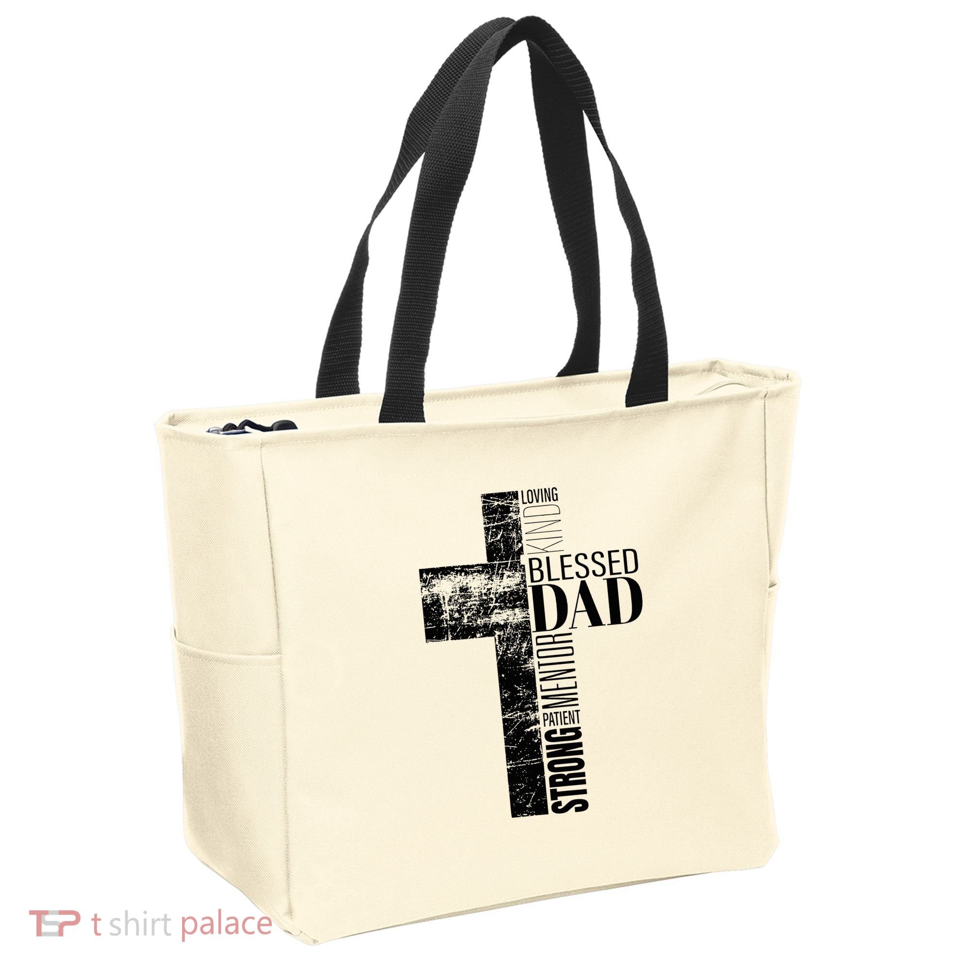 Christian Fathers Day Gifts Religious Blessed Dad Cross Tote Bag