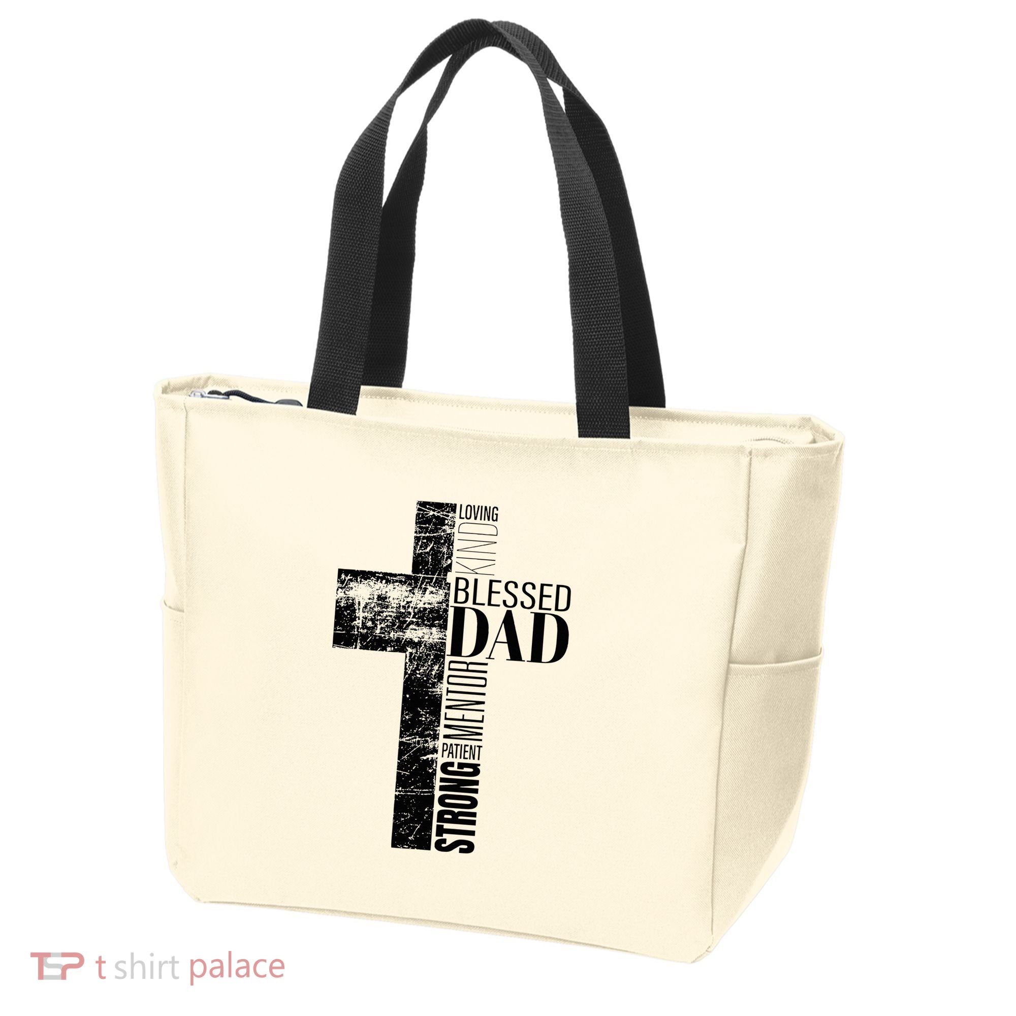 Christian Fathers Day Gifts Religious Blessed Dad Cross Tote Bag