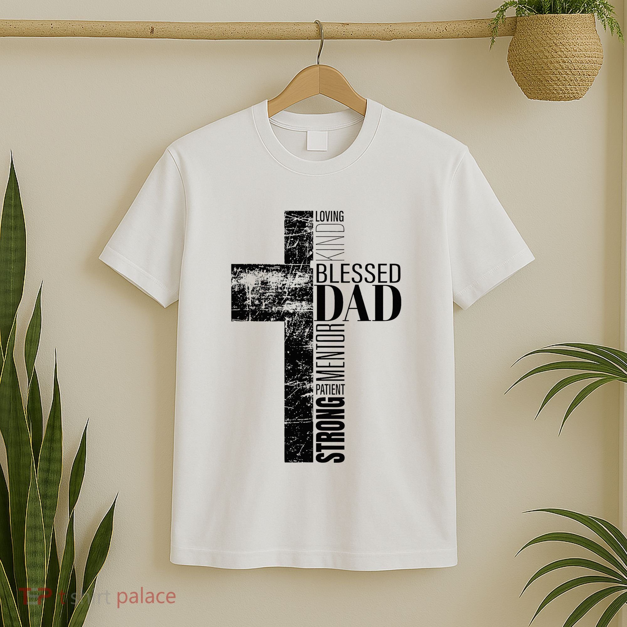 Christian Fathers Day Gifts Religious Blessed Dad Cross T-Shirt
