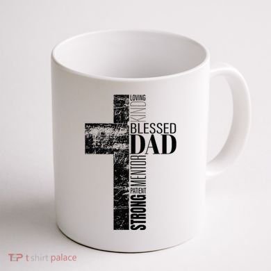 Christian Fathers Day Gifts Religious Blessed Dad Cross Coffee Mug back