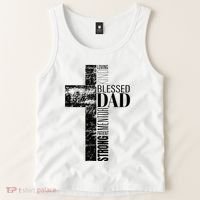 Christian Fathers Day Gifts Religious Blessed Dad Cross Tank Top thumb 2