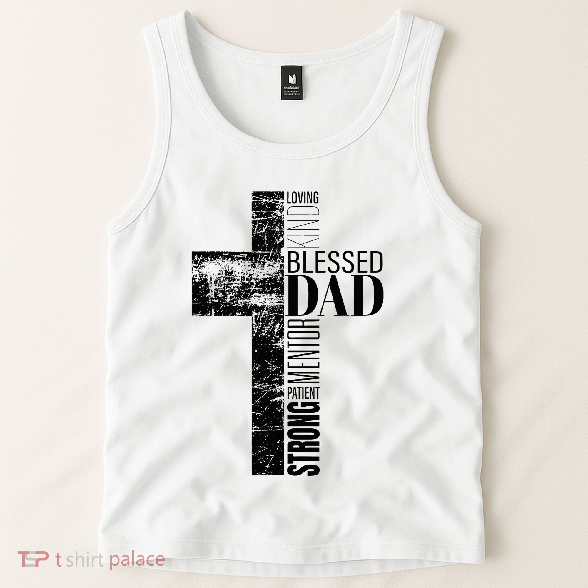 Christian Fathers Day Gifts Religious Blessed Dad Cross Tank Top