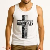 Christian Fathers Day Gifts Religious Blessed Dad Cross Tank Top thumb 3