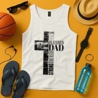 Christian Fathers Day Gifts Religious Blessed Dad Cross Tank Top thumb 4