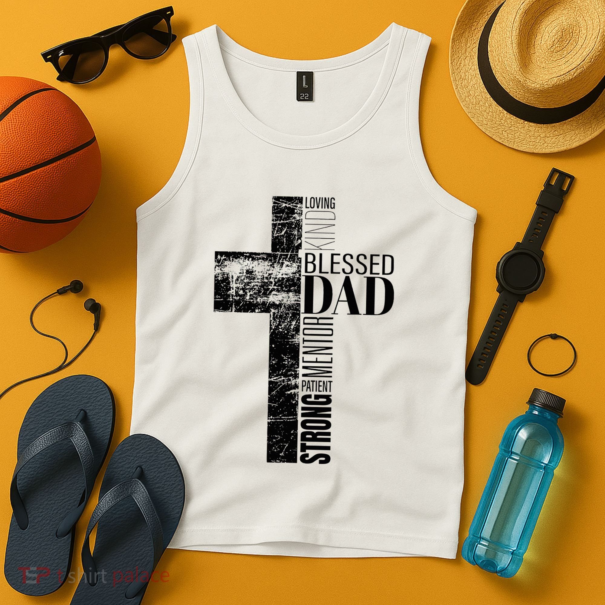 Christian Fathers Day Gifts Religious Blessed Dad Cross Tank Top