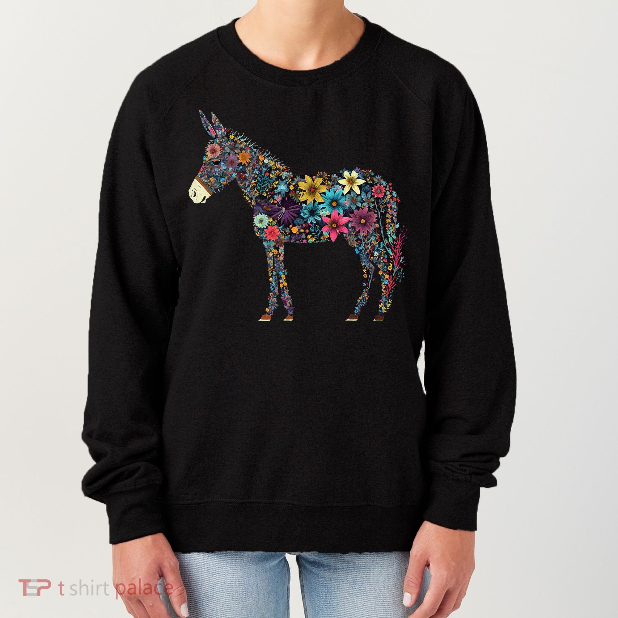 Cute Flower Donkey On Summer Floral Donkey Women's Sweatshirt