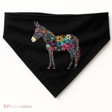 Cute Flower Donkey On Summer Floral Donkey USA-Made Doggie Bandana
