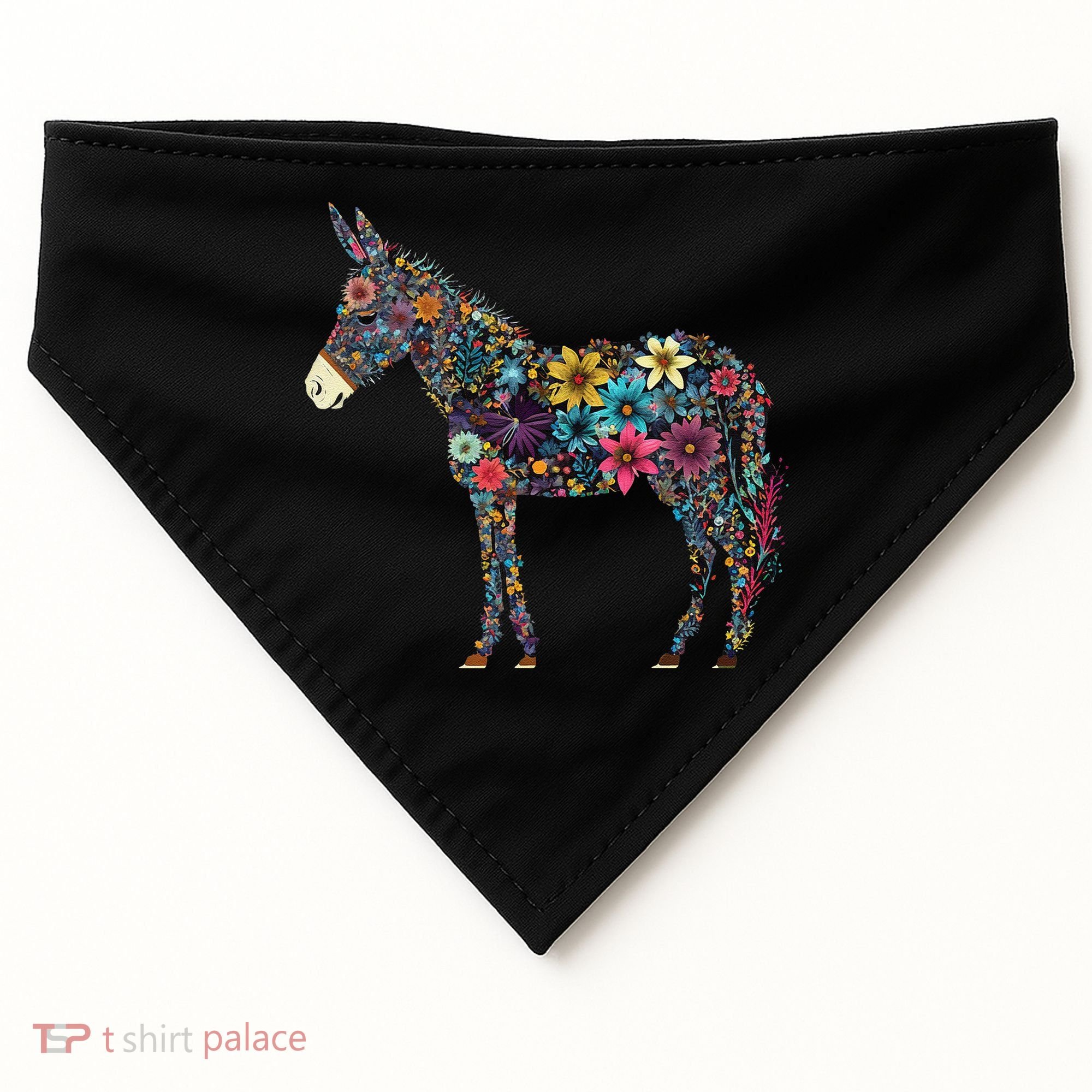 Cute Flower Donkey On Summer Floral Donkey USA-Made Doggie Bandana