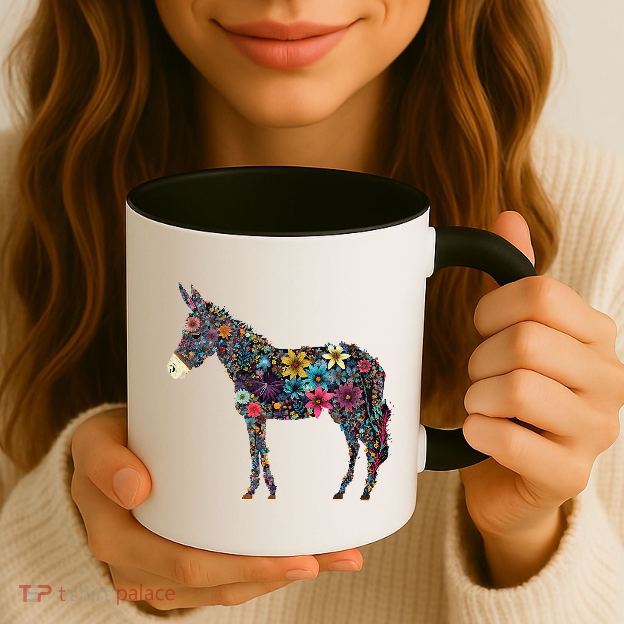 Cute Flower Donkey On Summer Floral Donkey Coffee Mug