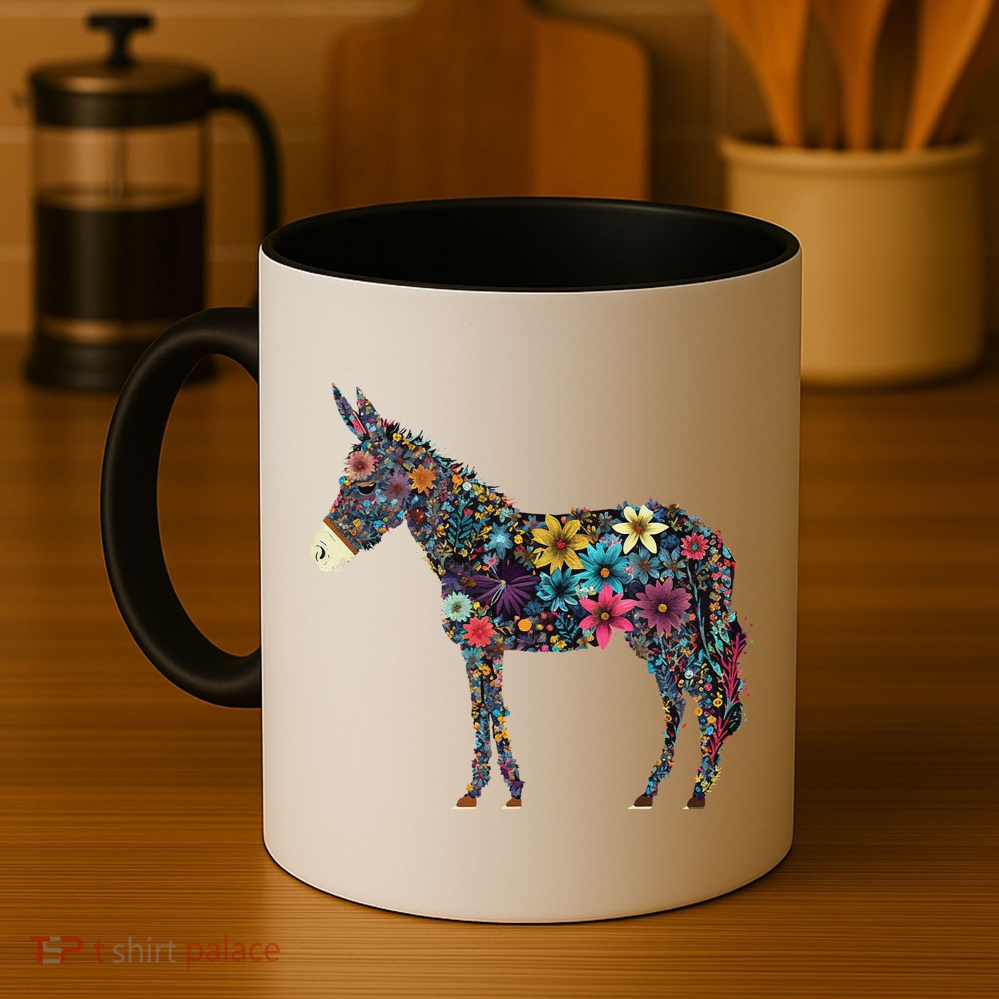 Cute Flower Donkey On Summer Floral Donkey Coffee Mug