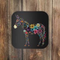 Cute Flower Donkey On Summer Floral Donkey Coaster thumb 0