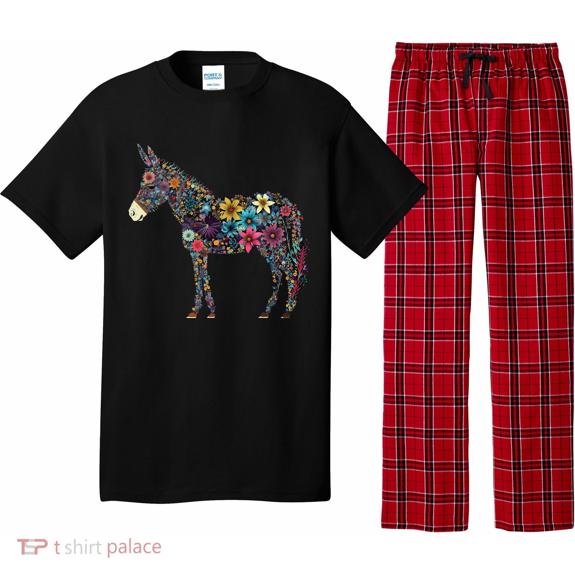Cute Flower Donkey On Summer Floral Donkey Pajama Set