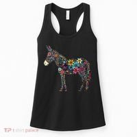 Cute Flower Donkey On Summer Floral Donkey Women's Tank Top thumb 0