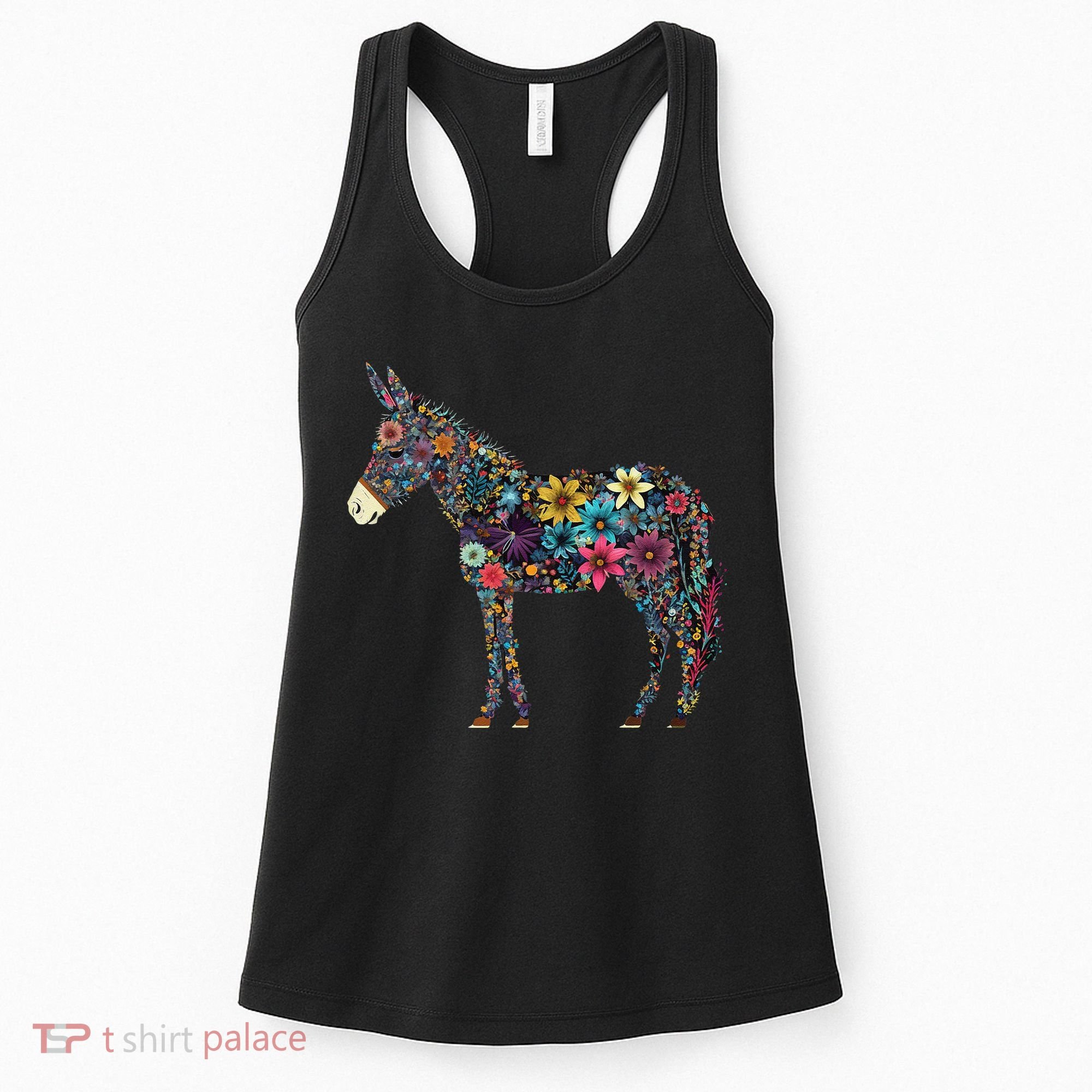 Cute Flower Donkey On Summer Floral Donkey Women's Tank Top