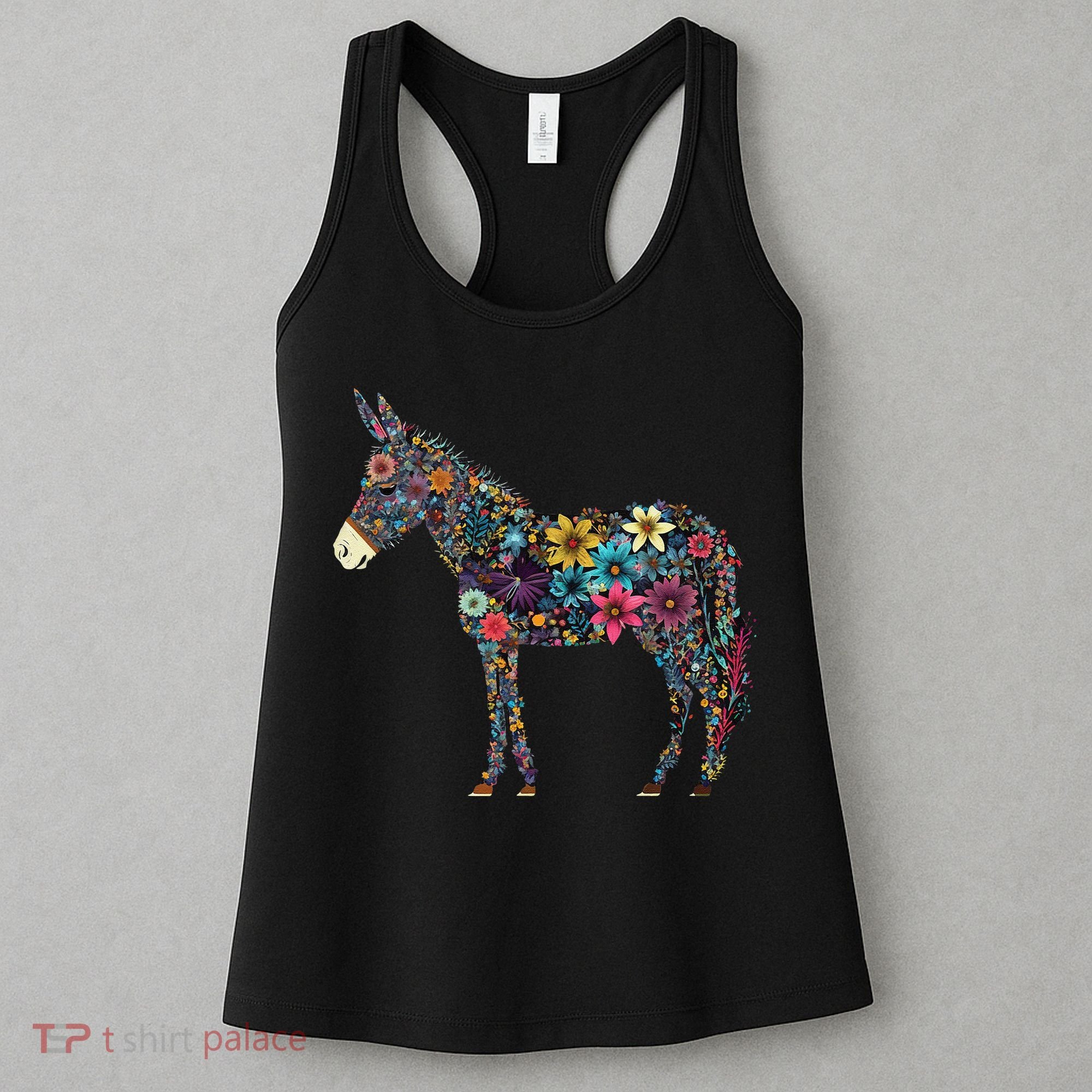 Cute Flower Donkey On Summer Floral Donkey Women's Tank Top