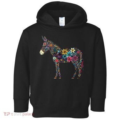 Cute Flower Donkey On Summer Floral Donkey Toddler Hoodie