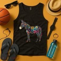 Cute Flower Donkey On Summer Floral Donkey Tank Top thumb 4
