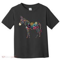 Cute Flower Donkey On Summer Floral Donkey Toddler T-Shirt thumb 0