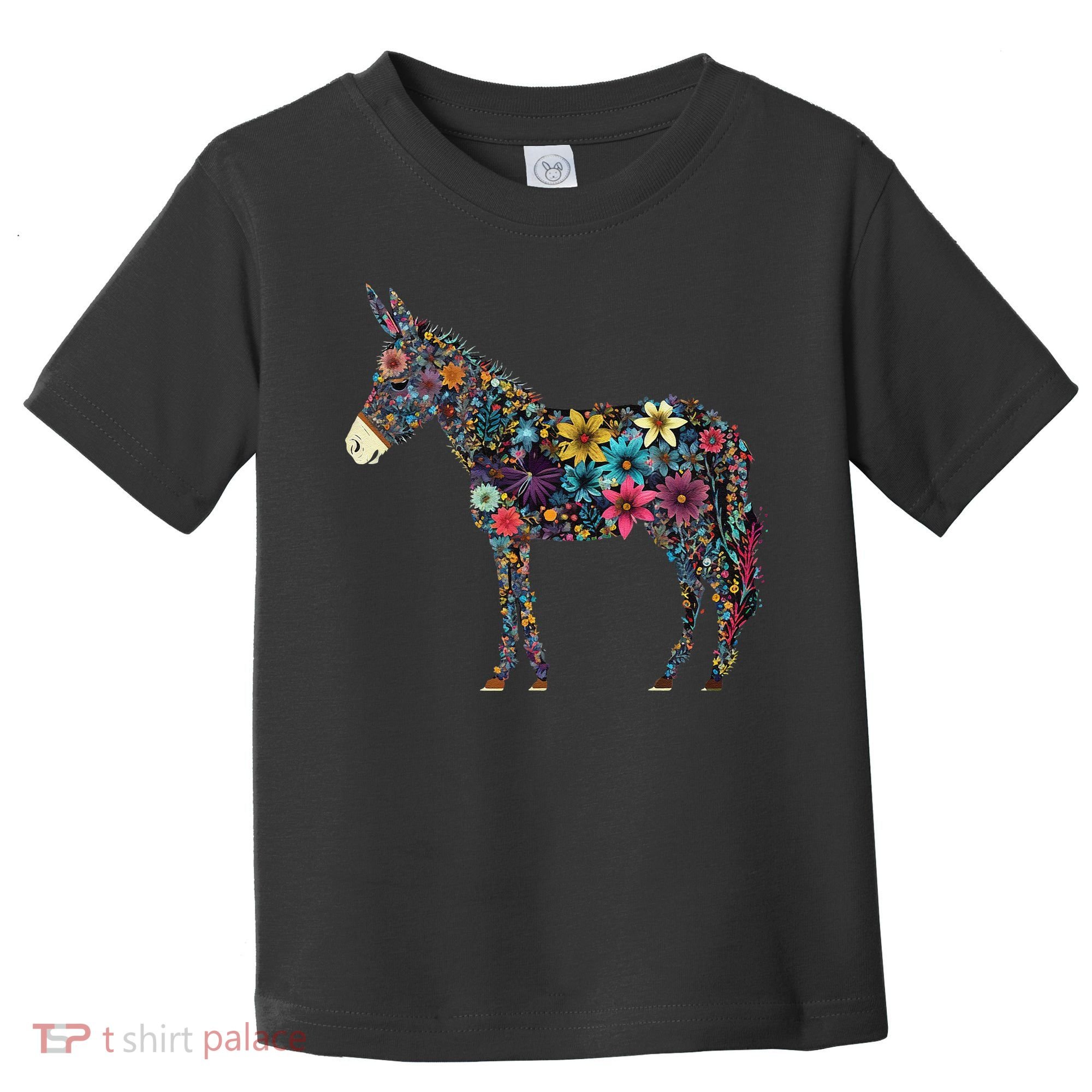 Cute Flower Donkey On Summer Floral Donkey Toddler T-Shirt