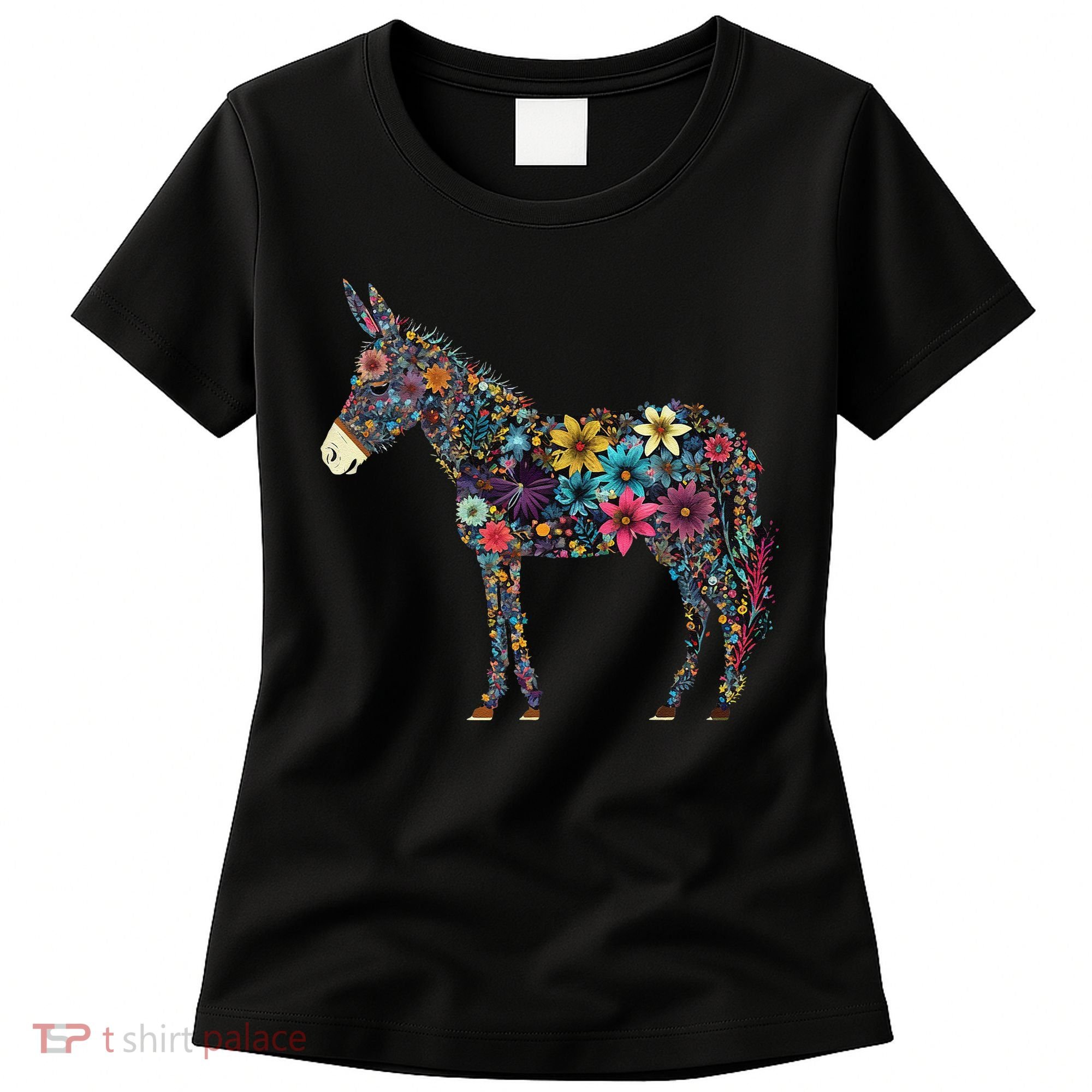 Cute Flower Donkey On Summer Floral Donkey Women's T-Shirt