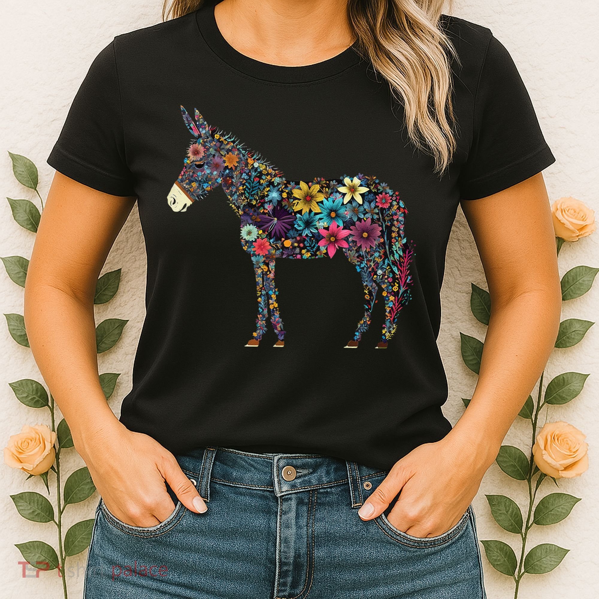 Cute Flower Donkey On Summer Floral Donkey Women's T-Shirt