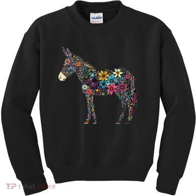 Cute Flower Donkey On Summer Floral Donkey Kids Sweatshirt