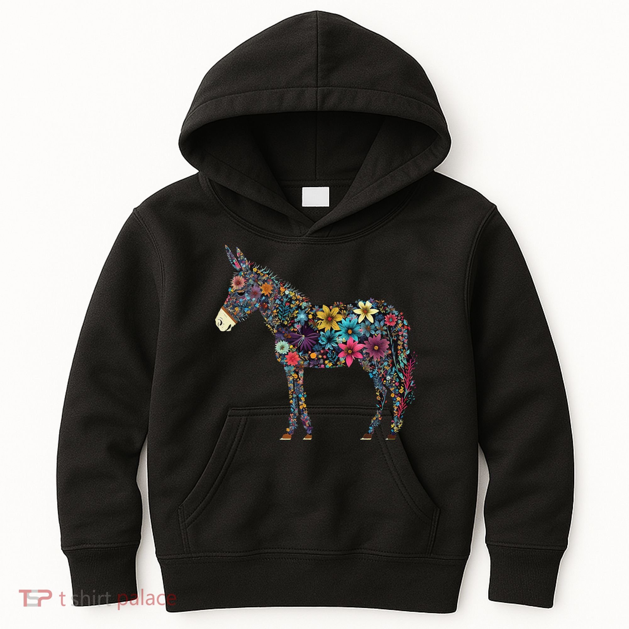 Cute Flower Donkey On Summer Floral Donkey Kids Hoodie