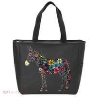 Cute Flower Donkey On Summer Floral Donkey Tote Bag thumb 0