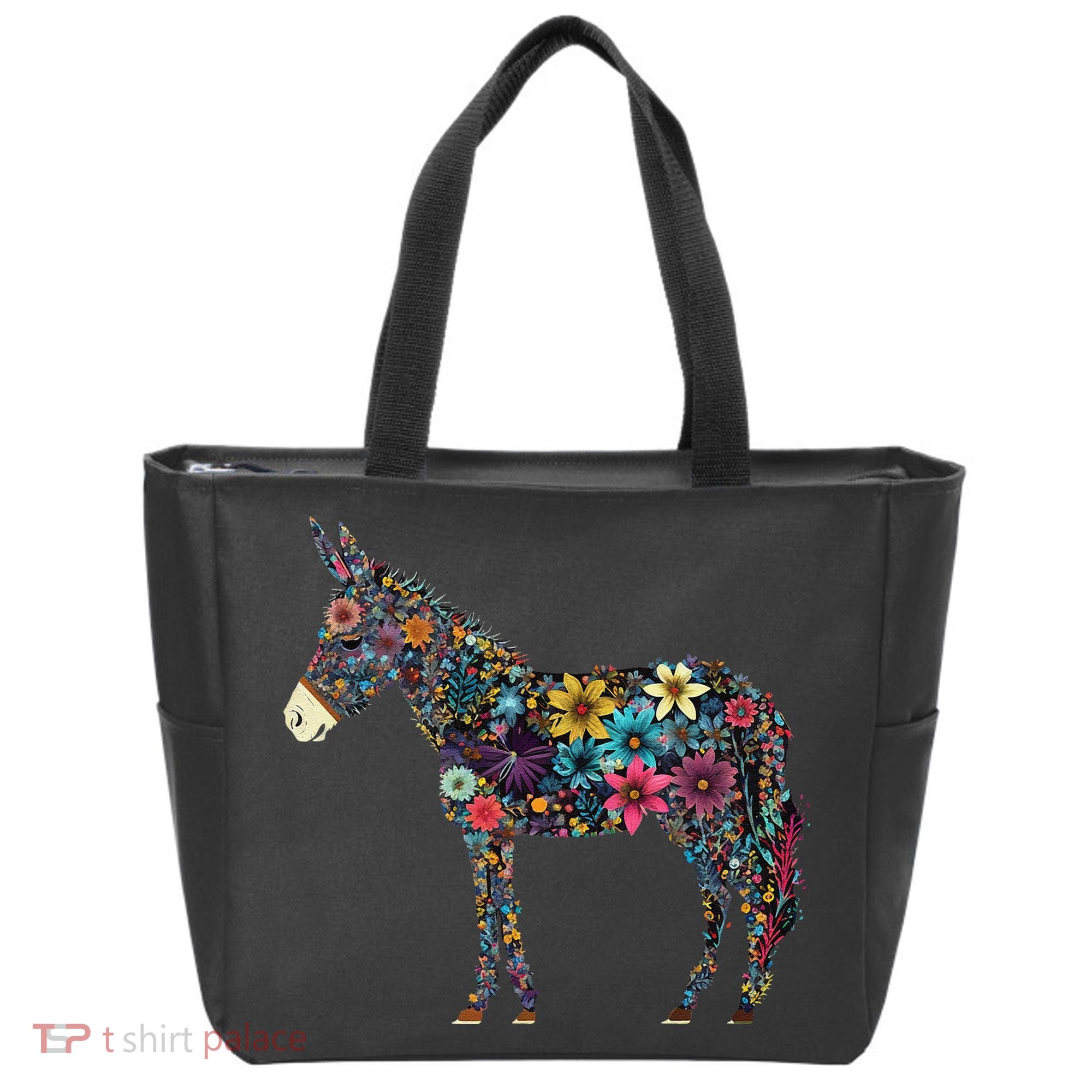 Cute Flower Donkey On Summer Floral Donkey Tote Bag