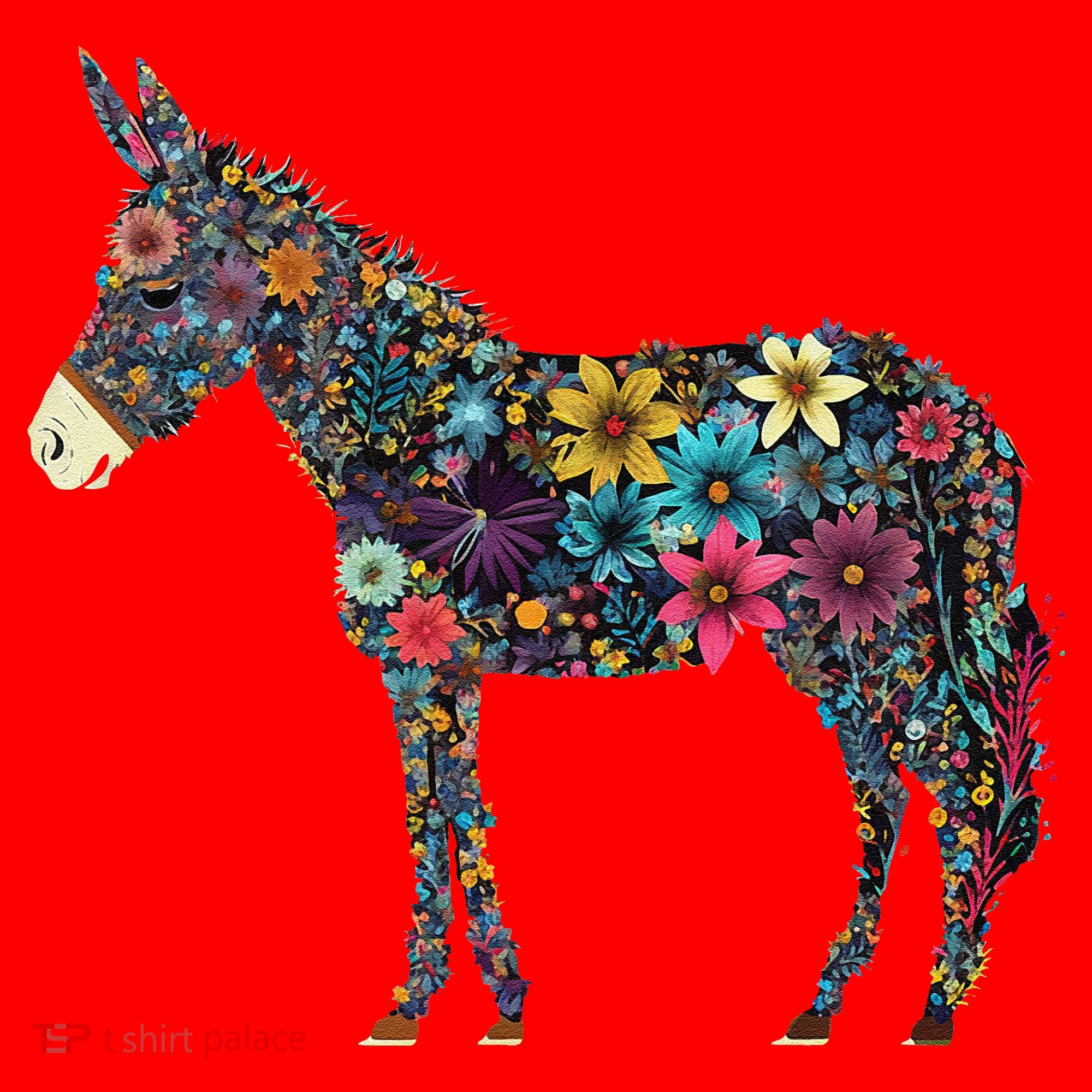 Cute Flower Donkey On Summer Floral Donkey Santa Hat