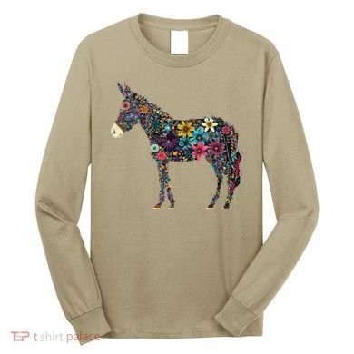 Cute Flower Donkey On Summer Floral Donkey Long Sleeve Shirt