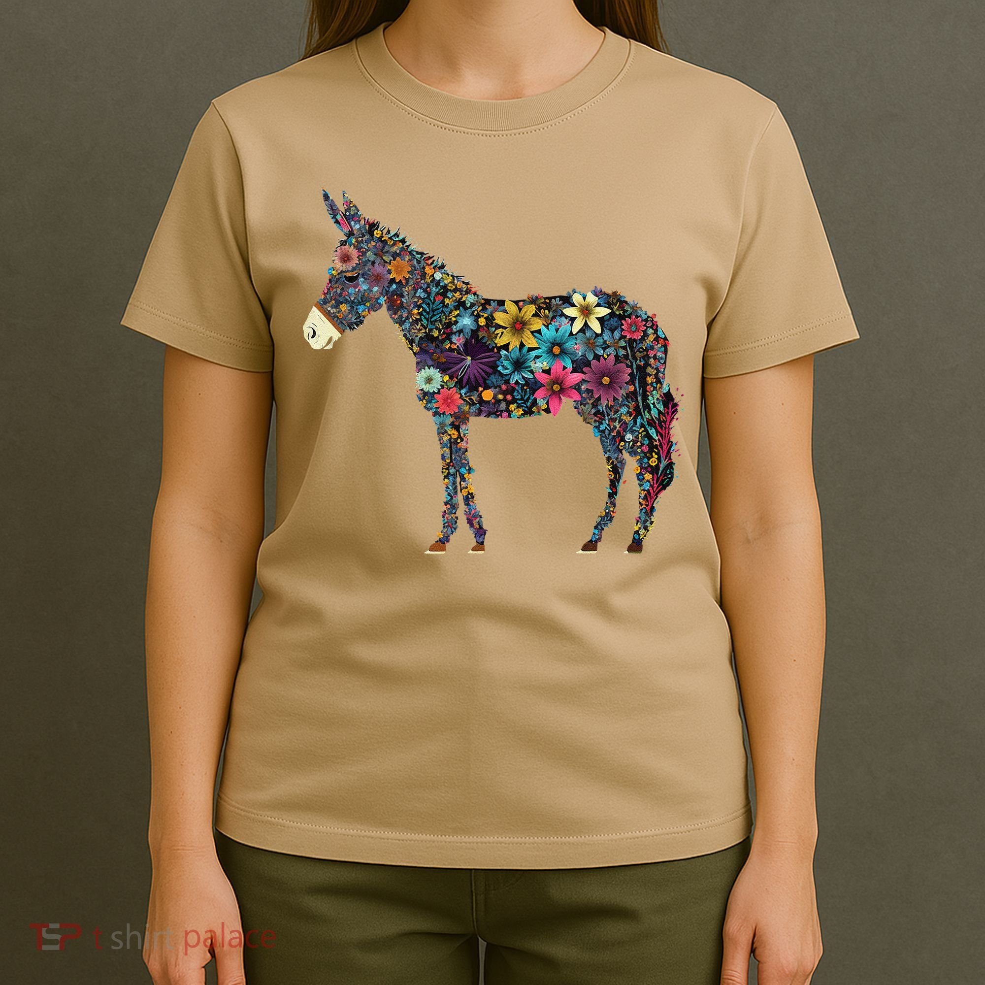 Cute Flower Donkey On Summer Floral Donkey T-Shirt