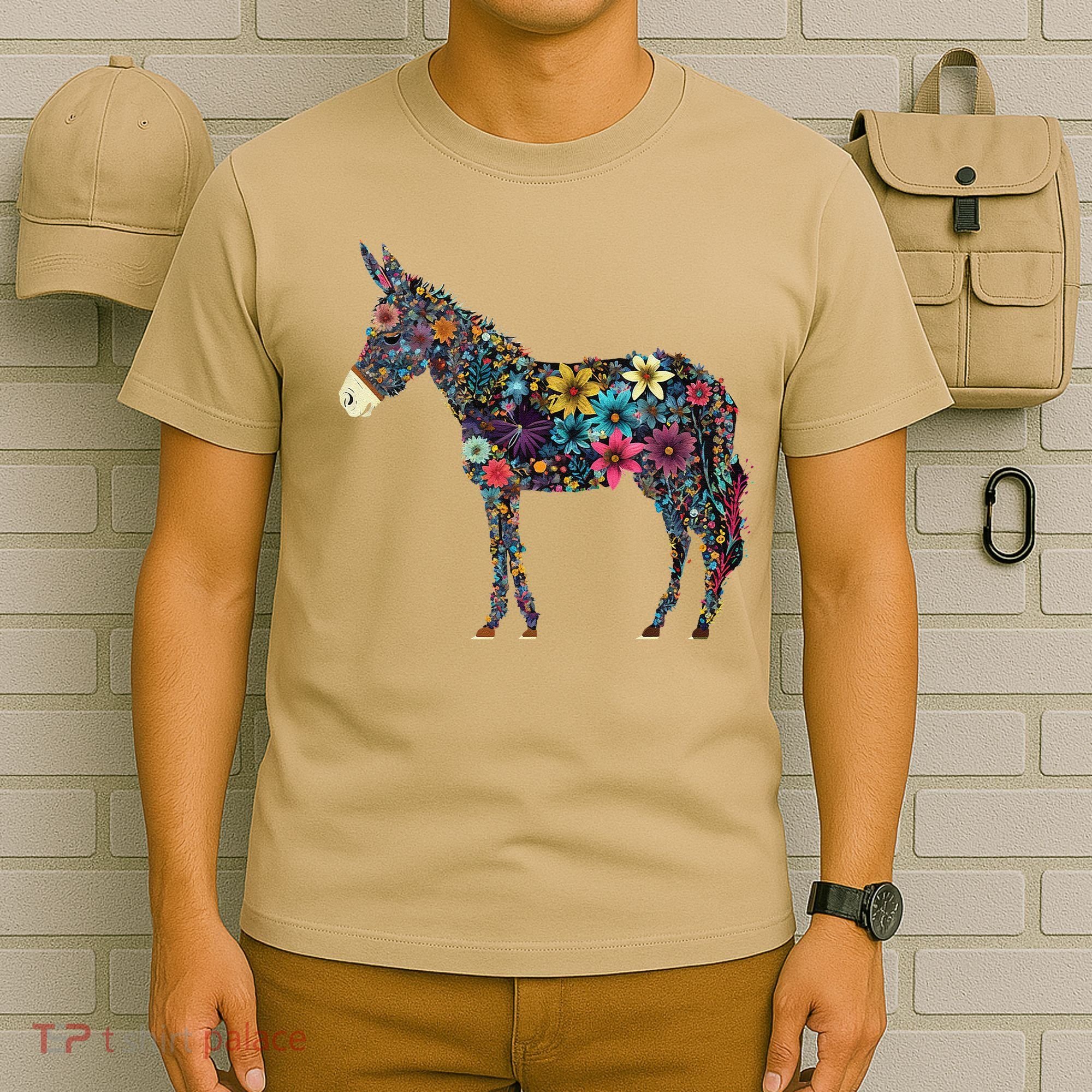 Cute Flower Donkey On Summer Floral Donkey T-Shirt