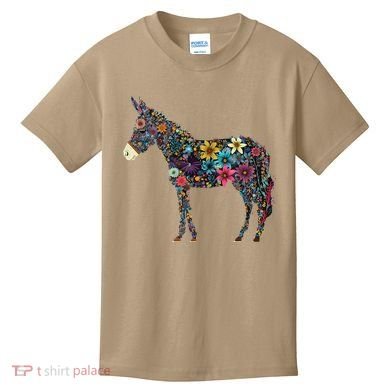 Cute Flower Donkey On Summer Floral Donkey Kids T-Shirt