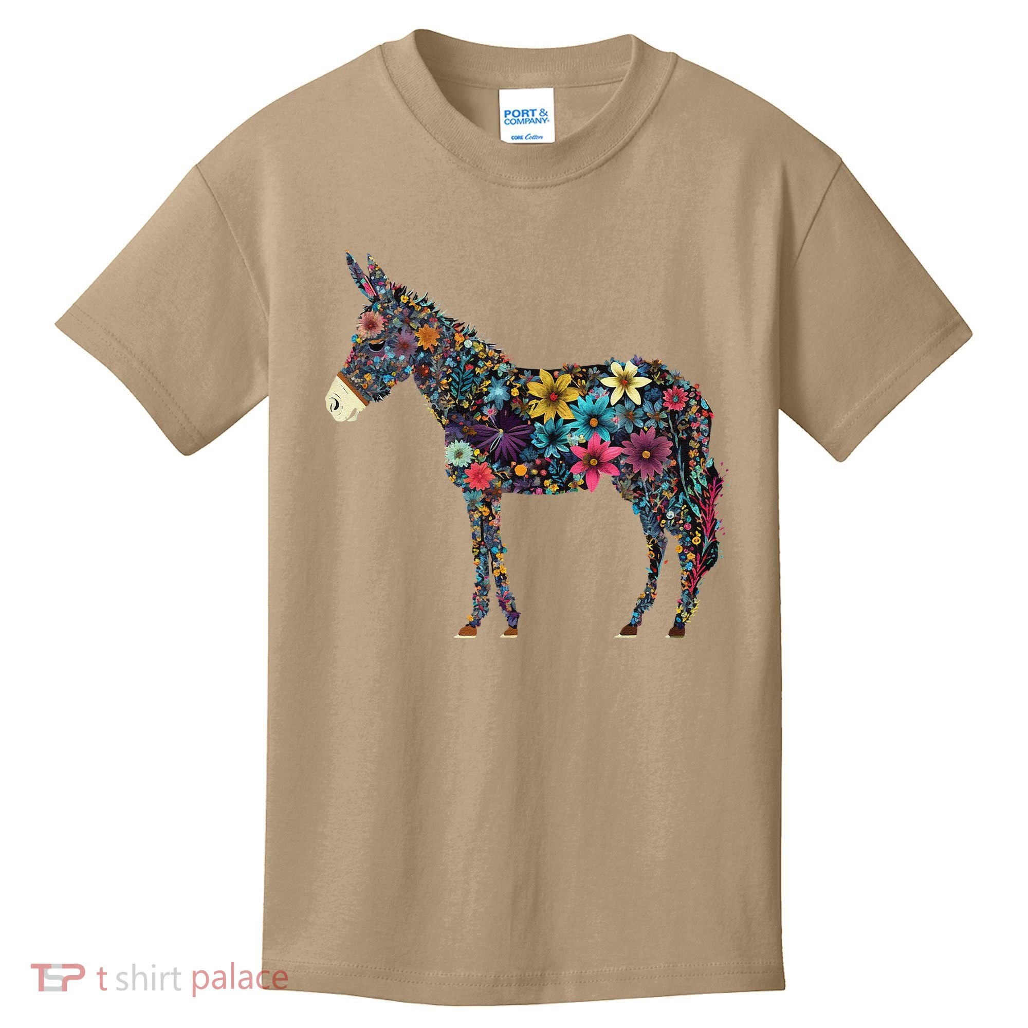 Cute Flower Donkey On Summer Floral Donkey Kids T-Shirt